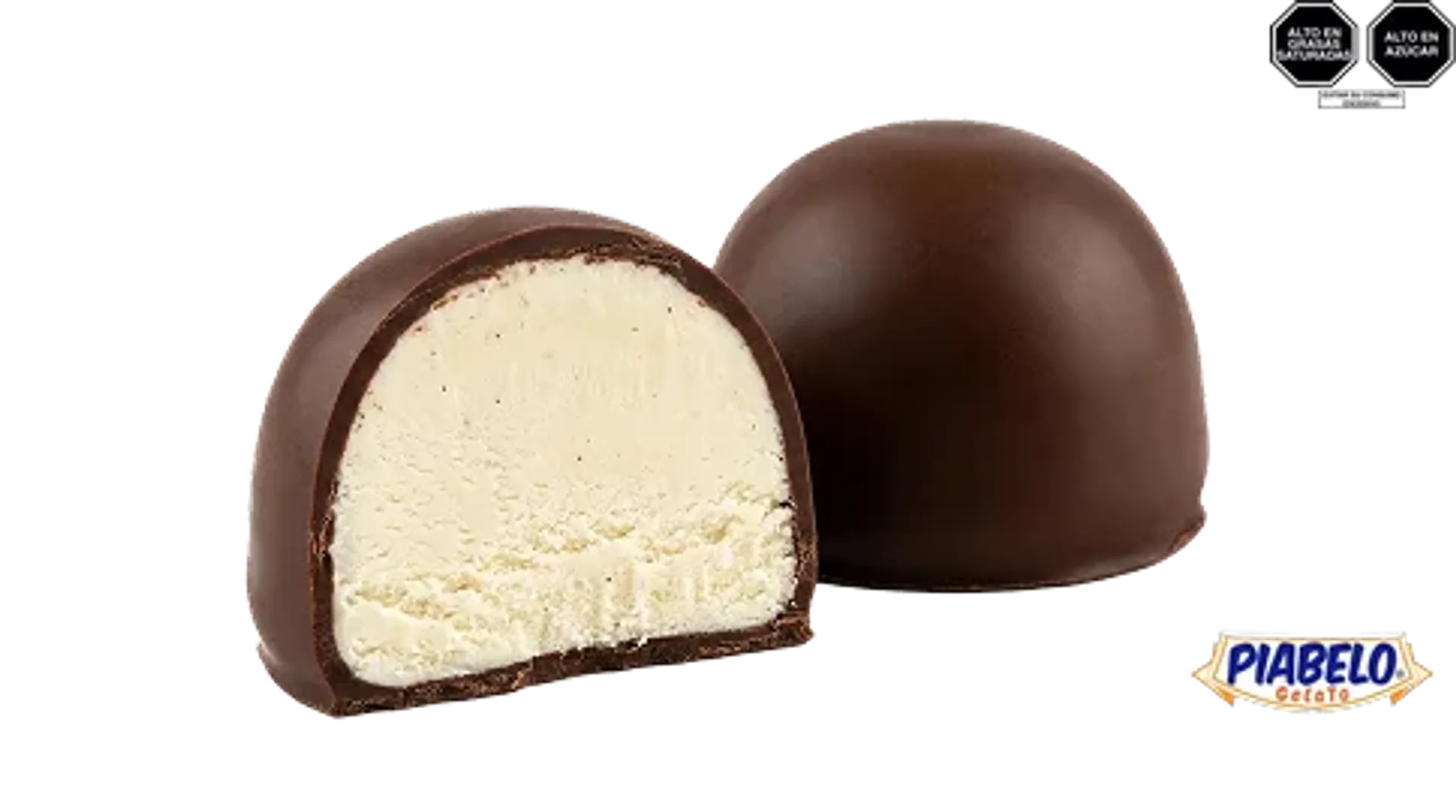 Helado a base de leche sabor vainilla con cobertura sabor chocolate