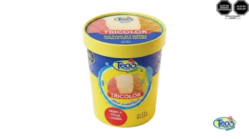 Helado Teos Cubeta Tricolor 1L - Helados de alta calidad en Lima, Perú