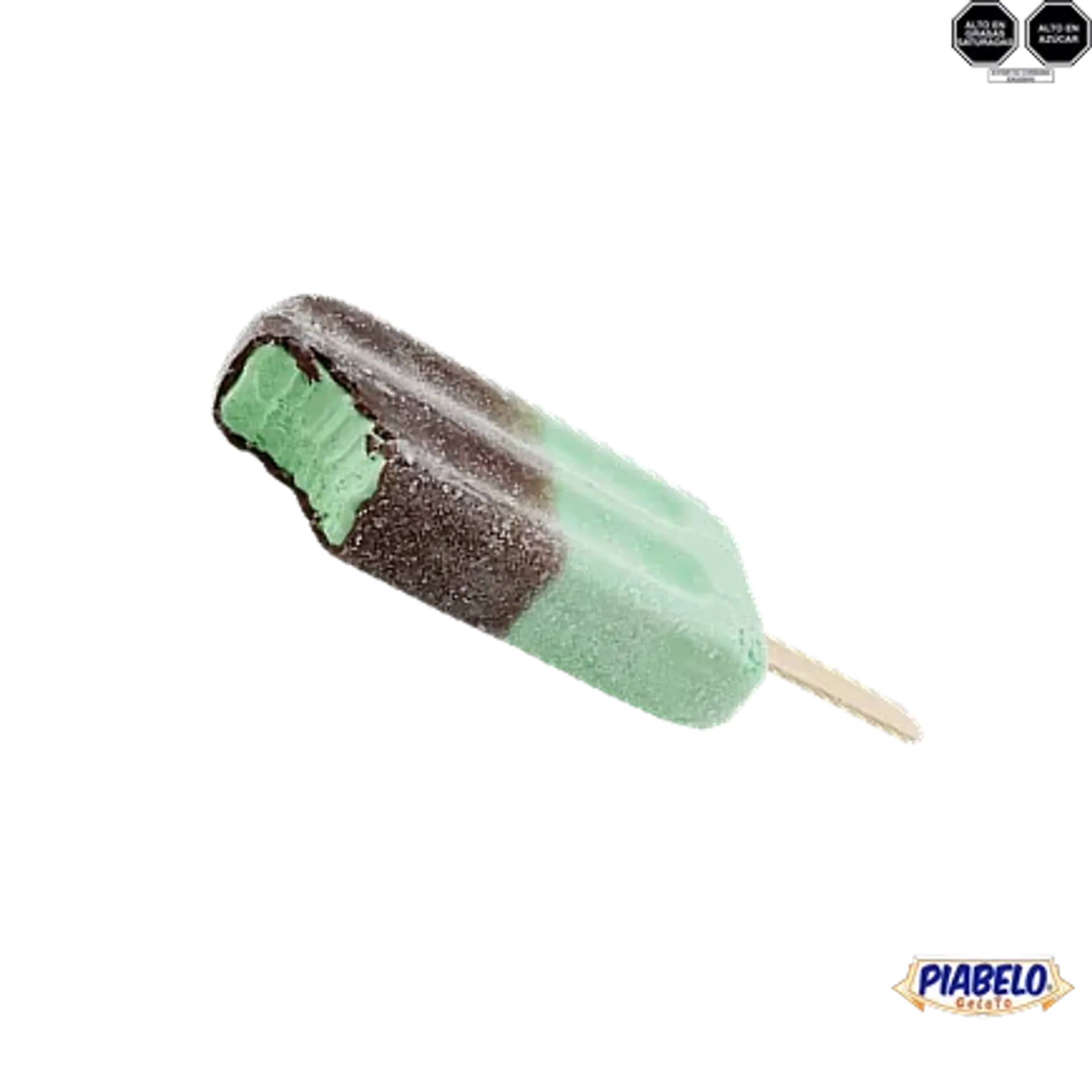 Helado de crema sabor a menta con chispas de chocolate.